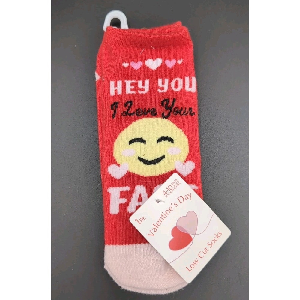 Valentine's Day Microvelour Low Cut Socks Size 4-10